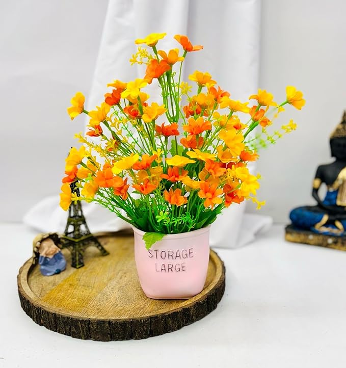 Dekoly Artificial Daisy Flower with Pot Fake Arrangements for Home Office Restaurant Table Decor Bedroom Living Room Bathroom Dining Room Tabletop Decor | Height : 30M