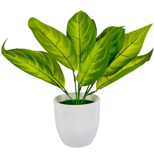 Dekorly Artificial Plant with Pot for Home Decor, Office Artificial Plant Arrangement for Farmhouse Bathroom Dining Table Decorations Restaurant Table Decor | Pack of 1 (Small26Patta-CoolPot)