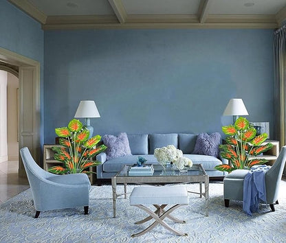 Dekorly Plastic Artificial Palm Plants Leaves Faux Turtle Leaf Fake Monstera Tropical Large Palm Tree Leaves Outdoor Leaf Decorations | 26Inch Plants with Blackpot (Red Leaves)