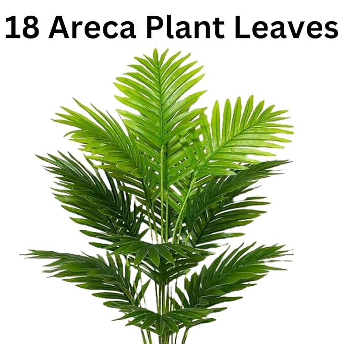 Dekorly Plastic Artificial Palm Plants Leaves Faux Turtle Leaf Fake Monstera Tropical Large Palm Tree Leaves Outdoor Leaf Decorations | 26Inch Plants(Areca Plant)