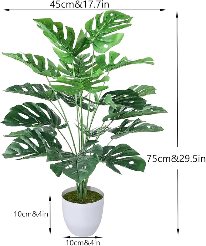 Dekorly Fake Plants Large Artificial Tree Monstera Faux Areca Palm Plants in Pot Tall (Green)