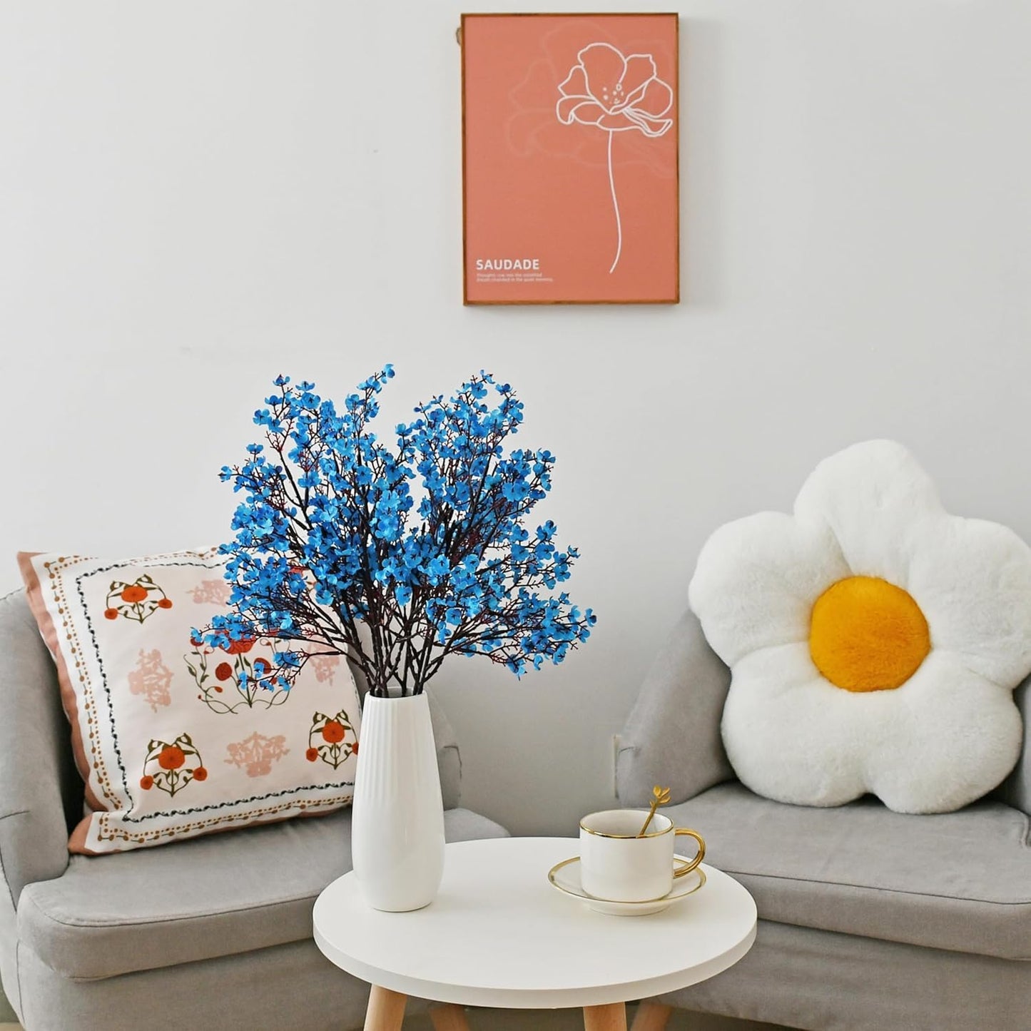 Dekorly Long Stem Artificial Baby Breath Flowers Real Touch Silk Gypsophila Bouquets for Office Indoor Outdoor Wedding DIY Party Centerpieces Decoration