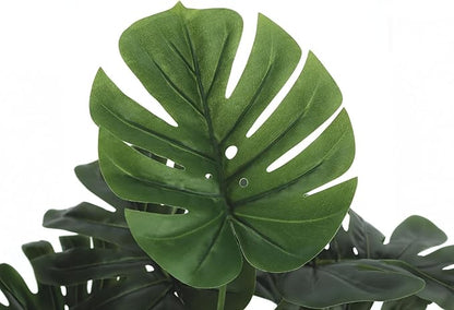 Dekorly Plastic Artificial Palm Plants Leaves Faux Turtle Leaf Fake Monstera Tropical Large Palm Tree Leaves Outdoor Leaf Decorations | 18 Leaves Plants | 26Inch Plants | with Blackpot (Green)