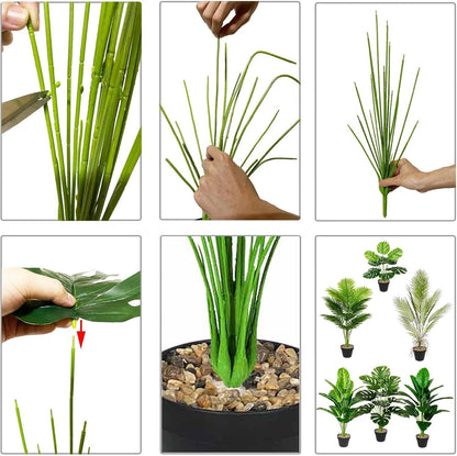 Dekorly Plastic Fake Plants Artificial Floor Plants Large Tropical Palm Tree Tall Monstera Plant in Pot Faux Plants for Indoor Outdoor Home (Areca | Black Pot)