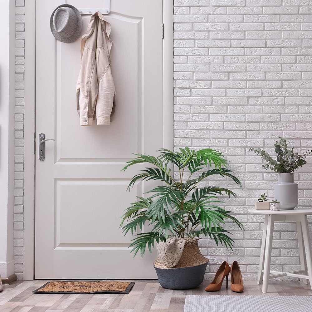 Dekorly Plastic Fake Plants Artificial Floor Plants Large Tropical Palm Tree Tall Monstera Plant in Pot Faux Plants for Indoor Outdoor Home (Areca | Without Pot), Green