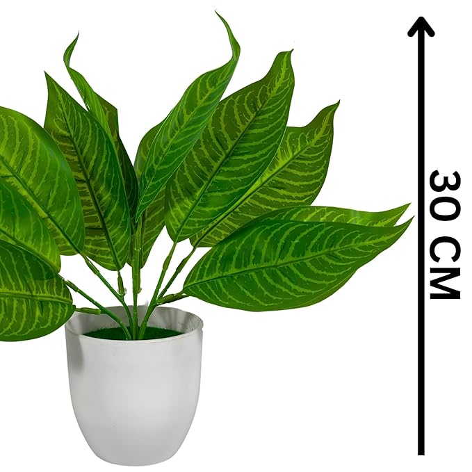 Dekorly Artificial Plant with Pot for Home Decor, Office Artificial Plant Arrangement for Farmhouse Bathroom Dining Table Decorations Restaurant Table Decor | Pack of 1 (Small26Patta-CoolPot)