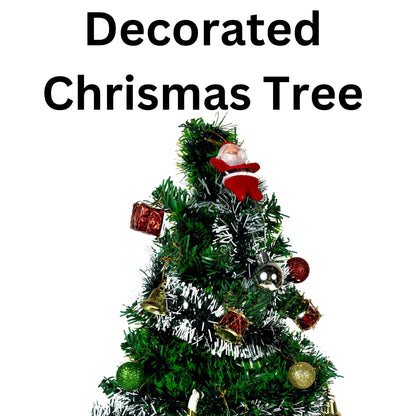 Dekorly Fully Decorated Tabletop Mini Christmas Tree (2 Ft.) - Prelit Artificial Desktop Tree with Ornaments, Perfect Xmas Decoration for Home & Office