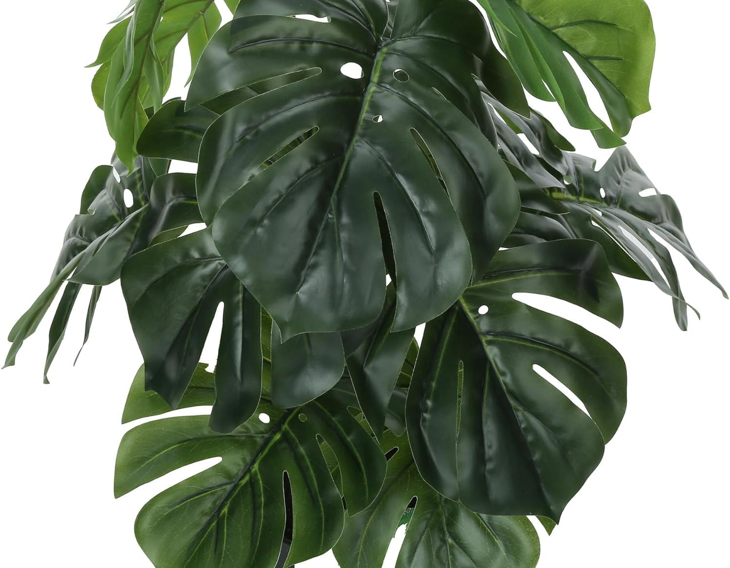 Dekorly Plastic Artificial Palm Plants Leaves Faux Turtle Leaf Fake Monstera Tropical Large Palm Tree Leaves Outdoor Leaf Decorations | 18 Leaves Plants | 26Inch Plants | with Blackpot (Green)