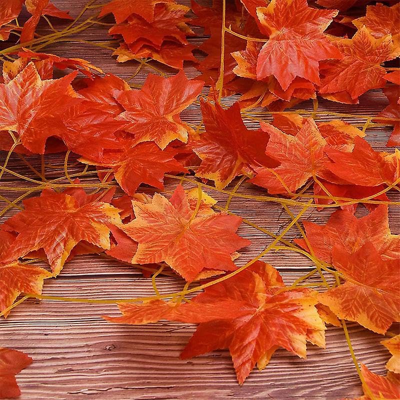 Dekorly Artificial Green Leaf Vine Money Plant Hanging, Ivy Leaves, Creeper Foliage for Wall and Roof Decor | 6 Feet Each Plant (Orange, 12)