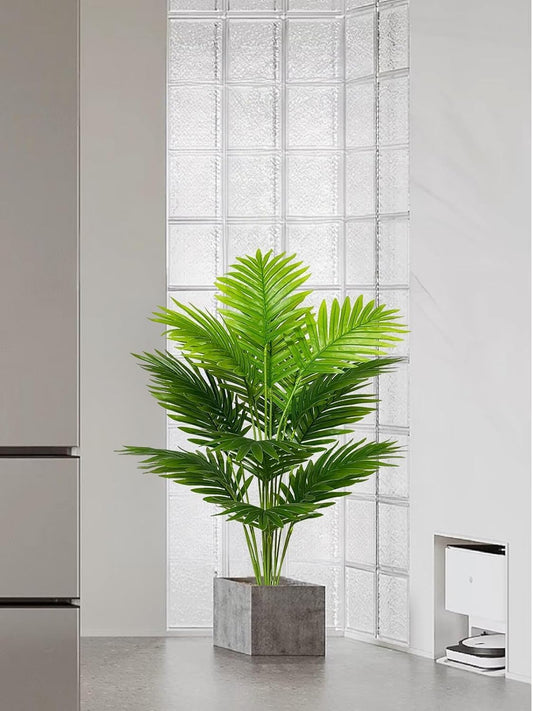 Dekorly Plastic Fake Plants Artificial Floor Plants Large Tropical Palm Tree Tall Monstera Plant in Pot Faux Plants for Indoor Outdoor Home (Areca | Black Pot)