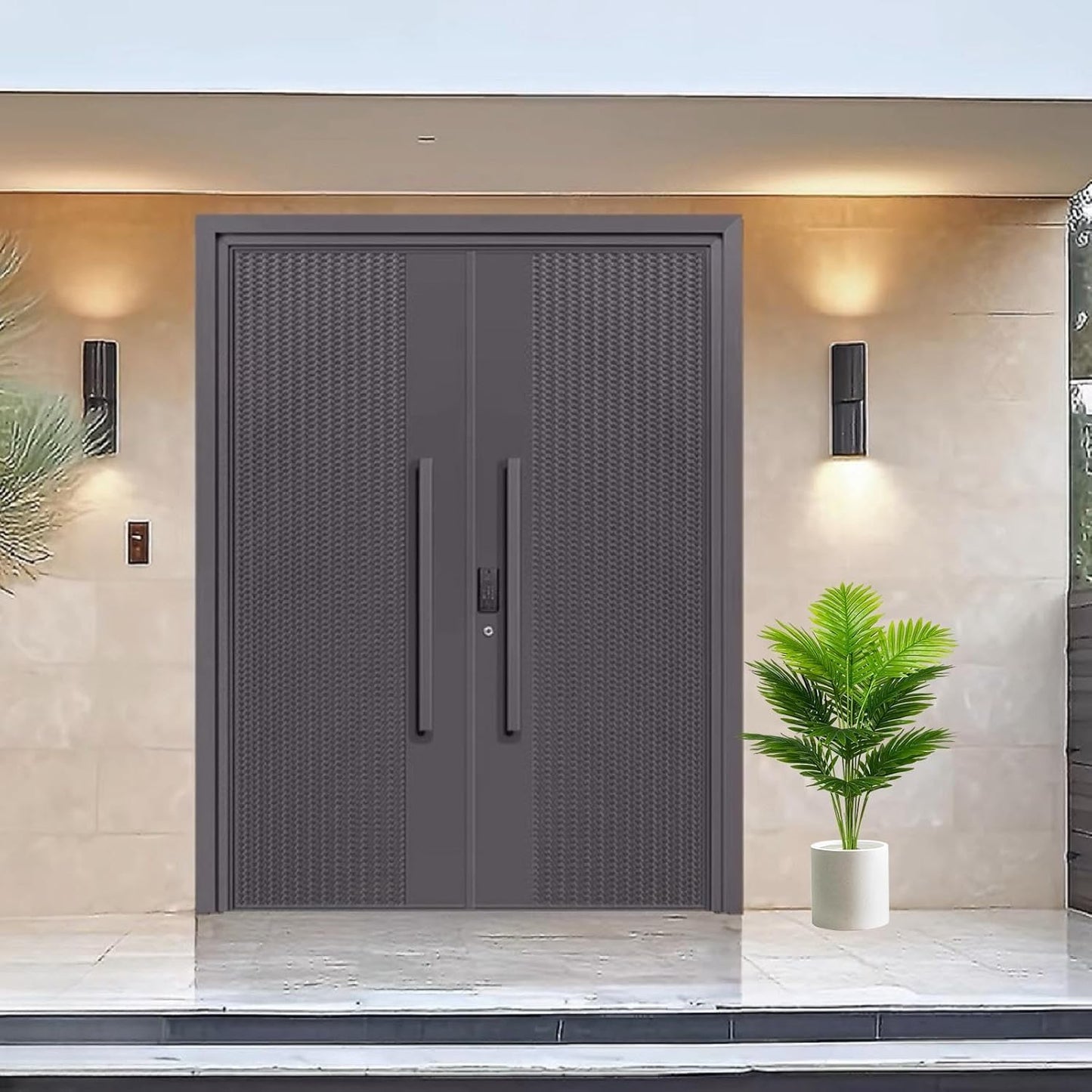 Dekorly Plastic Fake Plants Artificial Floor Plants Large Tropical Palm Tree Tall Monstera Plant in Pot Faux Plants for Indoor Outdoor Home (Areca | White Pot)