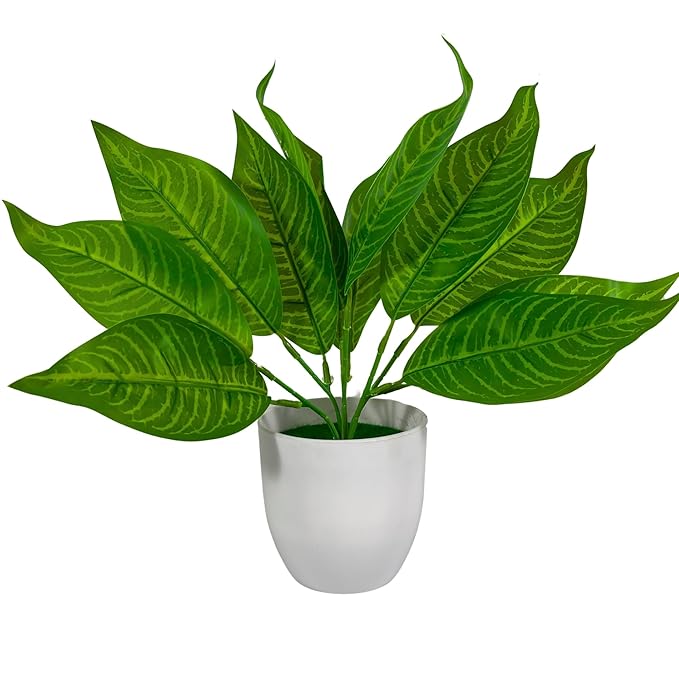 Dekorly Artificial Plant with Pot for Home Decor, Office Artificial Plant Arrangement for Farmhouse Bathroom Dining Table Decorations Restaurant Table Decor | Pack of 1 (Small26Patta-CoolPot)