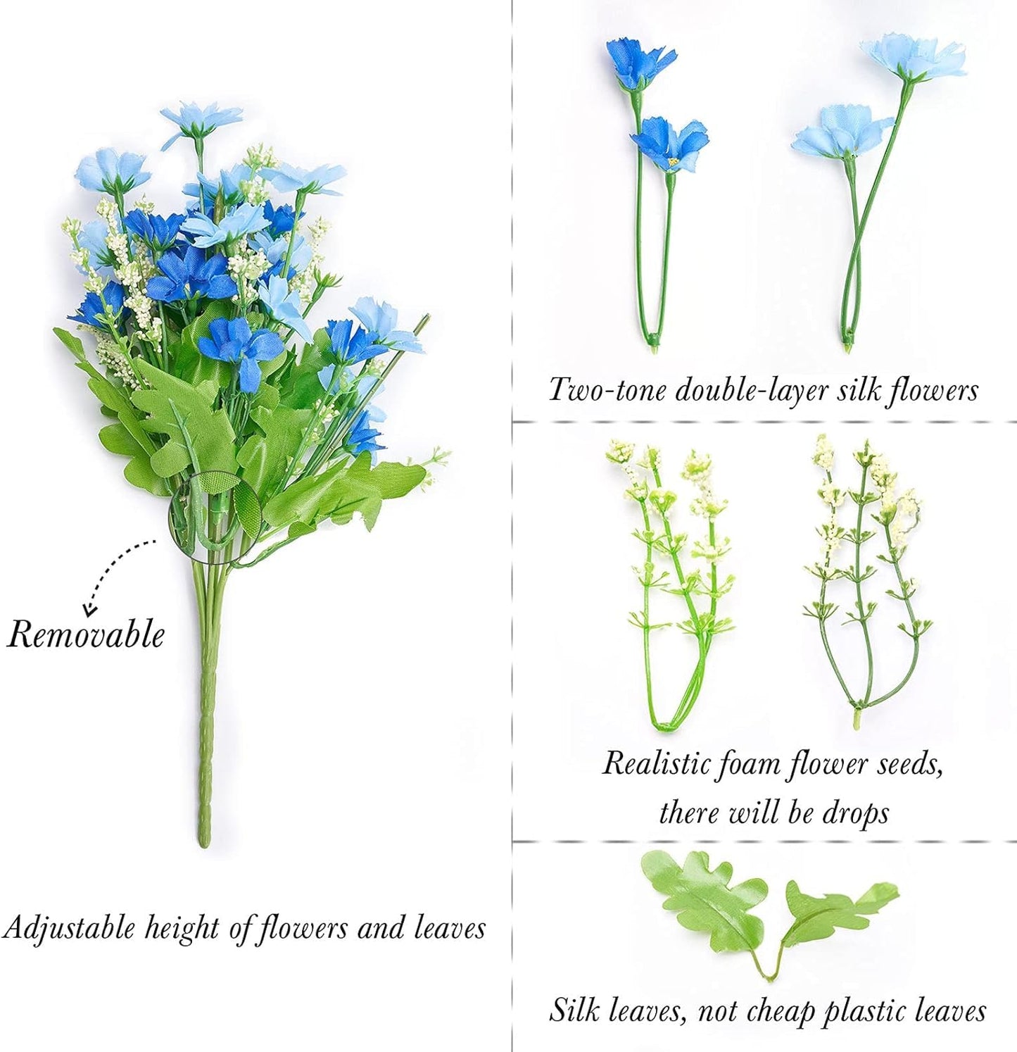 Dekorly Outdoor Artificial Flowers for Decoration,Silk Flowers UV Resistant Fake Flowers No Fade Faux Flowers Bouquet Plants for Indoor Outside Farmhouse Home Garden Decor
