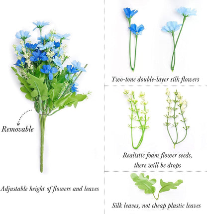 Dekorly Outdoor Artificial Flowers for Decoration,Silk Flowers UV Resistant Fake Flowers No Fade Faux Flowers Bouquet Plants for Indoor Outside Farmhouse Home Garden Decor
