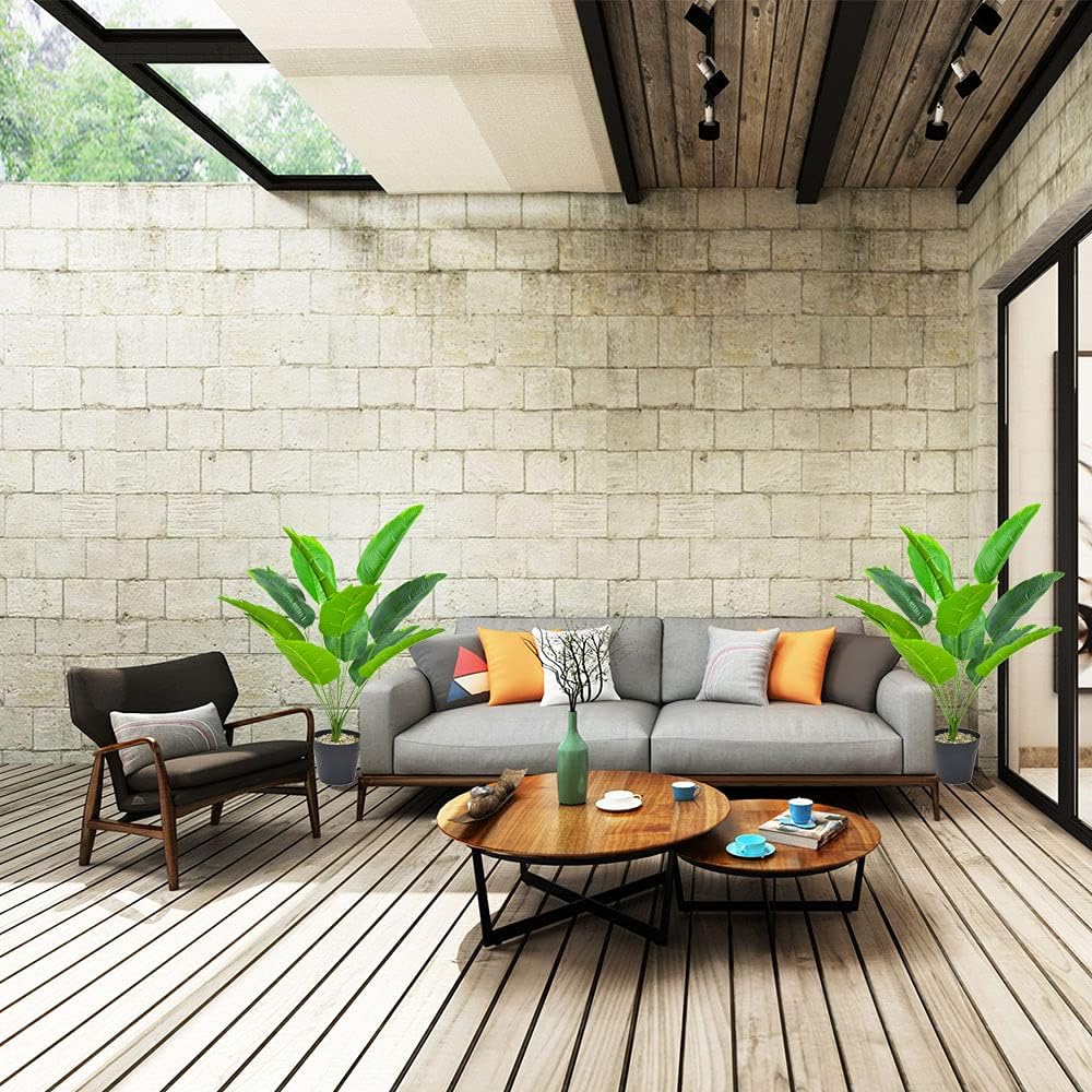 Dekorly 1 Pc 3'5 ft Artificial Banana Leaf Plant with Pot for Home Decor| Balcony | Garden| Bedroom| Living Room| Wedding Decoration (6 Leaves)