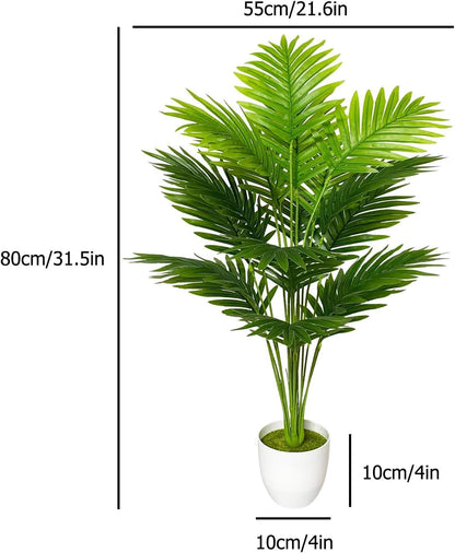 Dekorly Plastic Fake Plants Artificial Floor Plants Large Tropical Palm Tree Tall Monstera Plant in Pot Faux Plants for Indoor Outdoor Home (Areca | White Pot)
