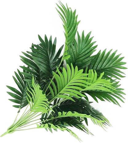 Dekorly Plastic Artificial Palm Plants Leaves Faux Turtle Leaf Fake Monstera Tropical Large Palm Tree Leaves Outdoor Leaf Decorations | 26Inch Plants(Areca Plant)