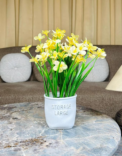 Dekorly Faux Daisy Bush Flowers Pot, Fake Flower Arrangement for Home Office Farmhouse Bathroom Dining Table Decorations Restaurant Table Decor | Height 30CM