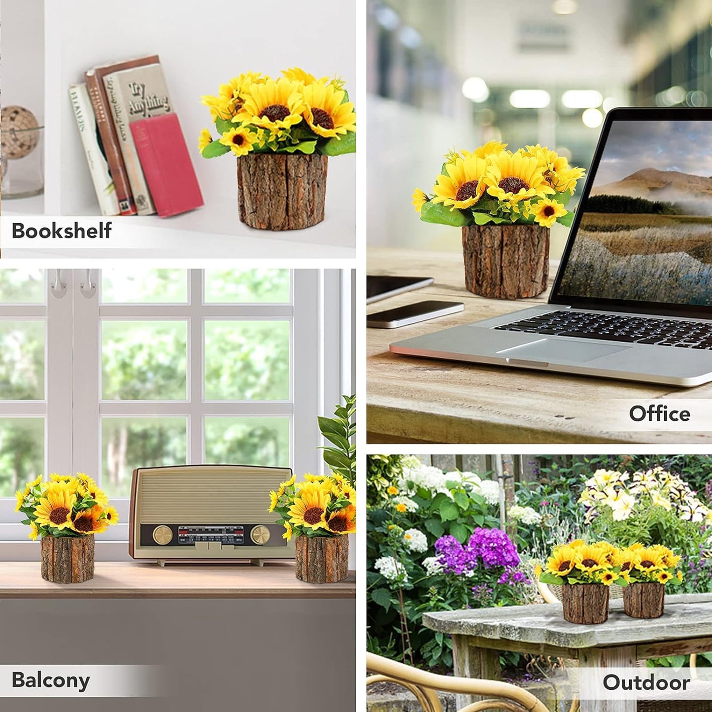 Dekorly Artificial Sunflowers, Fake Flowers/Fake Potted Plants Artificial Plants Indoors in Pots Yellow Decorative Artificial Flowers Indoors for Home Office (Yellow)