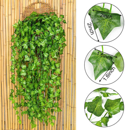 Dekorly Artificial Green Leaf Vine Money Plant Hanging, Artificial Ivy Leaves, Artificial Creeper Leaf Vine, Artificial Ivy Foliage, Ivy Wall Decor,Roof Decor | Each Plant 6 Feet (Green-B)