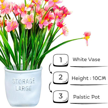 Dekorly Faux Daisy Bush Flowers Pot, Fake Flower Arrangement for Home Office Farmhouse Bathroom Dining Table Decorations Restaurant Table Decor | Height 30CM