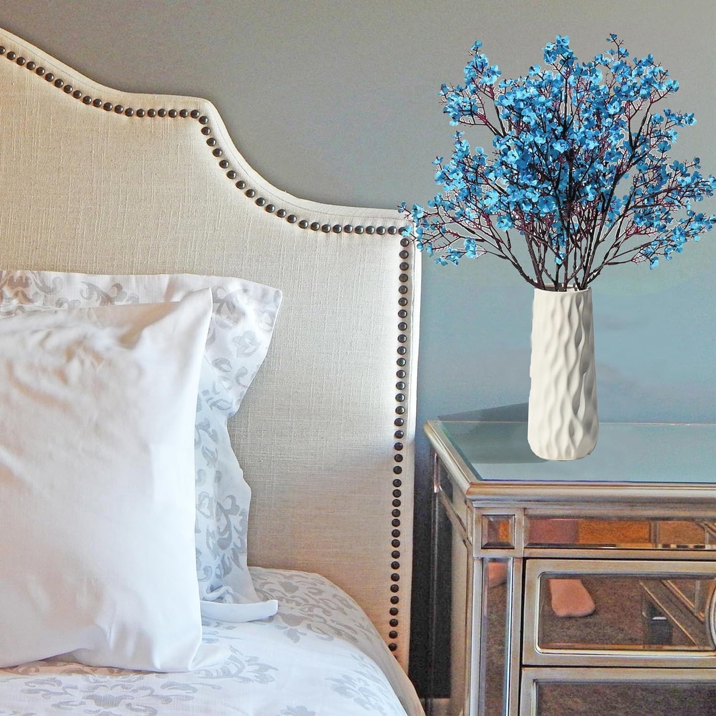 Dekorly Long Stem Artificial Baby Breath Flowers Real Touch Silk Gypsophila Bouquets for Office Indoor Outdoor Wedding DIY Party Centerpieces Decoration