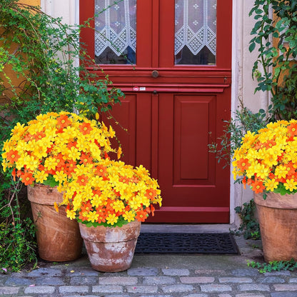 Dekorly Fall Flowers Artificial Daisy Outdoor Fake Mums Flowers UV Resistant Silk Wild Flower Bouquets Bulk Faux Plants for Decoration Vase Floral Spring Home Decor | Height 40 CM (Orange)