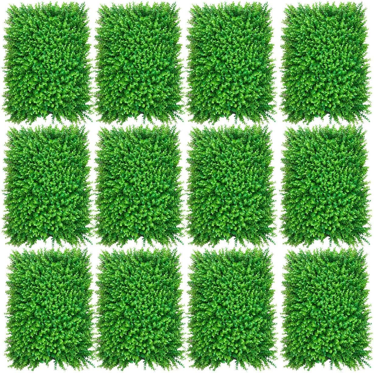 Dekorly Artificial Greenery Wall Décor | Faux Boxwood Panels & Grass Wall Backdrop for Home, Garden, Balcony & Privacy Fence | 24"x16" (Green)