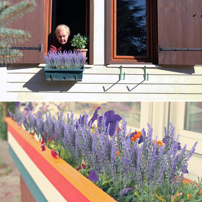 Dekorly 4Pcs Artificial Lavender Faux Plastic Plants Purple Flowers for Home Decor Wedding Kitchen Garden Patio Porch Window Box Office Table Centerpieces Indoor Outdoor Decorations