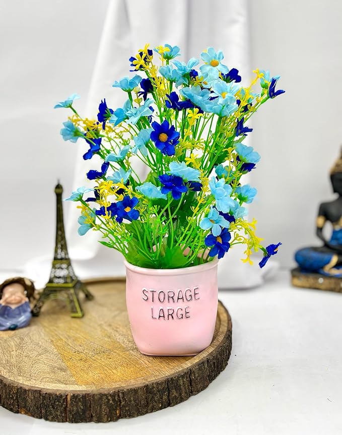 Dekoly Artificial Daisy Flower with Pot Fake Arrangements for Home Office Restaurant Table Decor Bedroom Living Room Bathroom Dining Room Tabletop Decor | Height : 30M