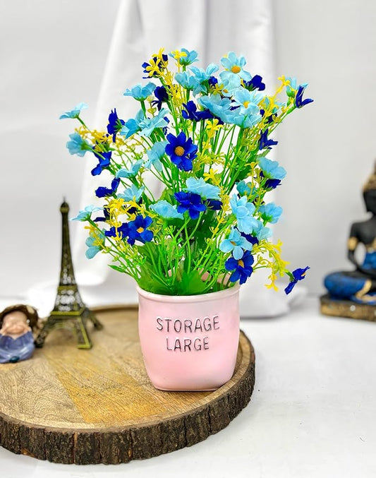 Dekoly Artificial Daisy Flower with Pot Fake Arrangements for Home Office Restaurant Table Decor Bedroom Living Room Bathroom Dining Room Tabletop Decor | Height : 30M