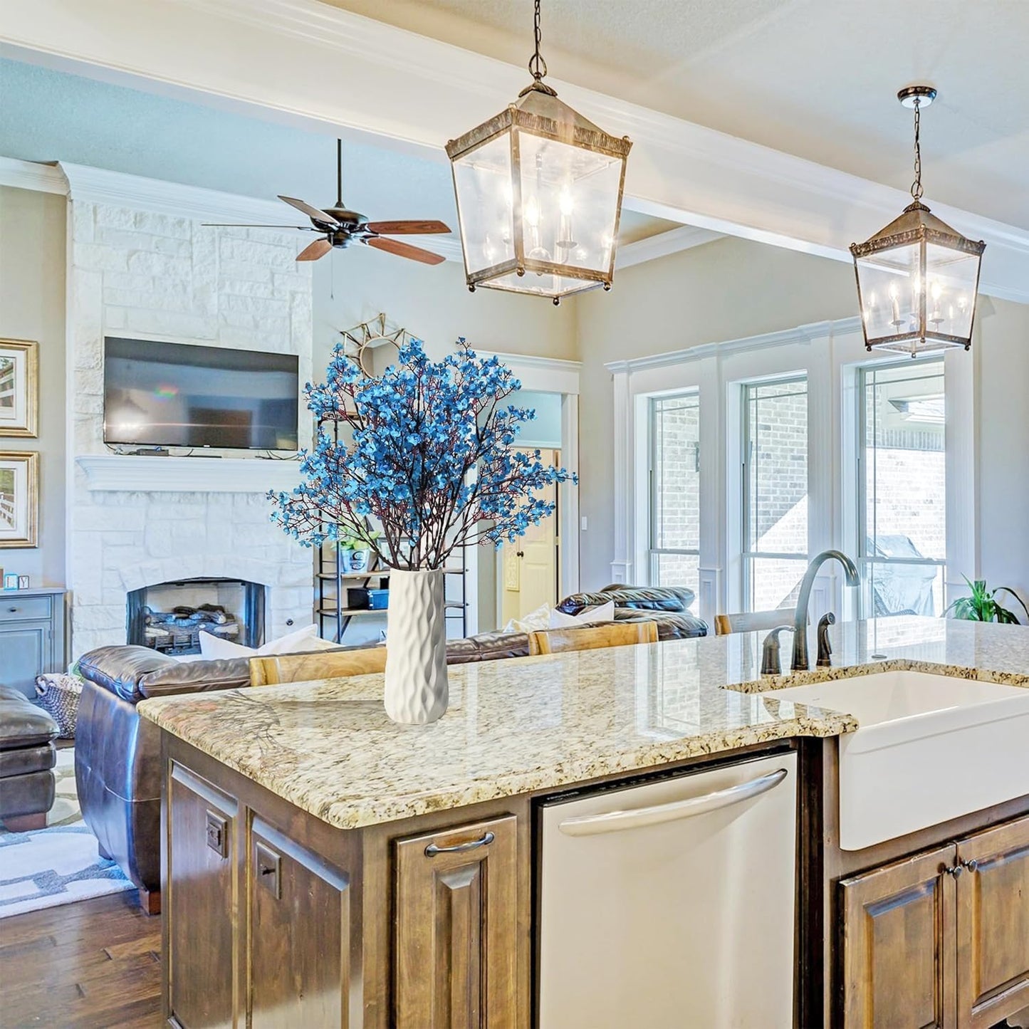 Dekorly Long Stem Artificial Baby Breath Flowers Real Touch Silk Gypsophila Bouquets for Office Indoor Outdoor Wedding DIY Party Centerpieces Decoration