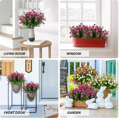 Dekorly Artificial Daisy Flowers Faux Plants Shrubs Plastic Greenery UV Protected for Living Room House Wall Window Porch Office Wedding Decor