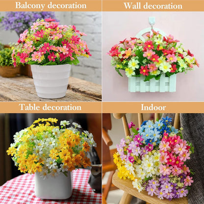 Dekorly Outdoor Artificial Flowers for Decoration,Silk Flowers UV Resistant Fake Flowers No Fade Faux Flowers Bouquet Plants for Indoor Outside Farmhouse Home Garden Decor