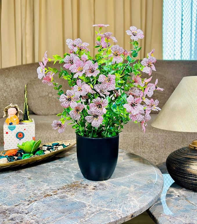 Dekorly Artificial Daisy Fern Flowers with BlackCool Pot in Fake Flowers Bouquet for Centerpiece Table Decorations Home Office Kitchen Decor | Height 30 CM