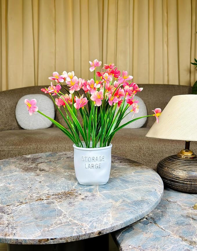 Dekorly Faux Daisy Bush Flowers Pot, Fake Flower Arrangement for Home Office Farmhouse Bathroom Dining Table Decorations Restaurant Table Decor | Height 30CM