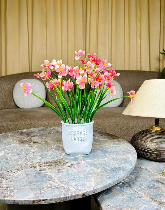 Dekorly Faux Daisy Bush Flowers Pot, Fake Flower Arrangement for Home Office Farmhouse Bathroom Dining Table Decorations Restaurant Table Decor | Height 30CM