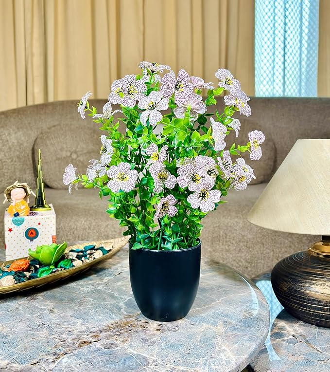 Dekorly Artificial Daisy Fern Flowers with BlackCool Pot in Fake Flowers Bouquet for Centerpiece Table Decorations Home Office Kitchen Decor | Height 30 CM