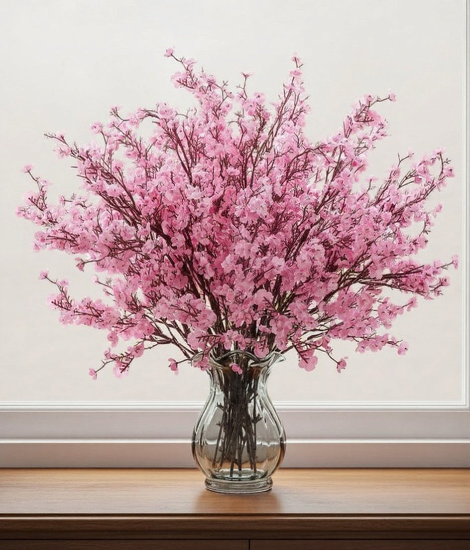 Dekorly Artificial Baby's Breath Gypsophila Flower Bunch for Home Decoration | Flowers for Vases| Decoration Items for Living Room|Home Decor|Diwali Decor|Chritmas (5 Pcs)