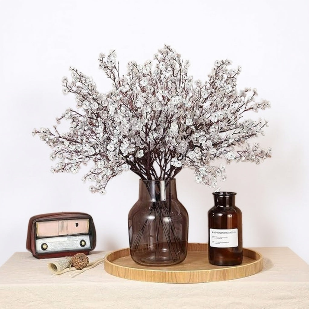 Dekorly Artificial Baby's Breath Gypsophila Flower Bunch for Home Decoration | Flowers for Vases| Decoration Items for Living Room|Home Decor|Diwali Decor|Chritmas (5 Pcs)