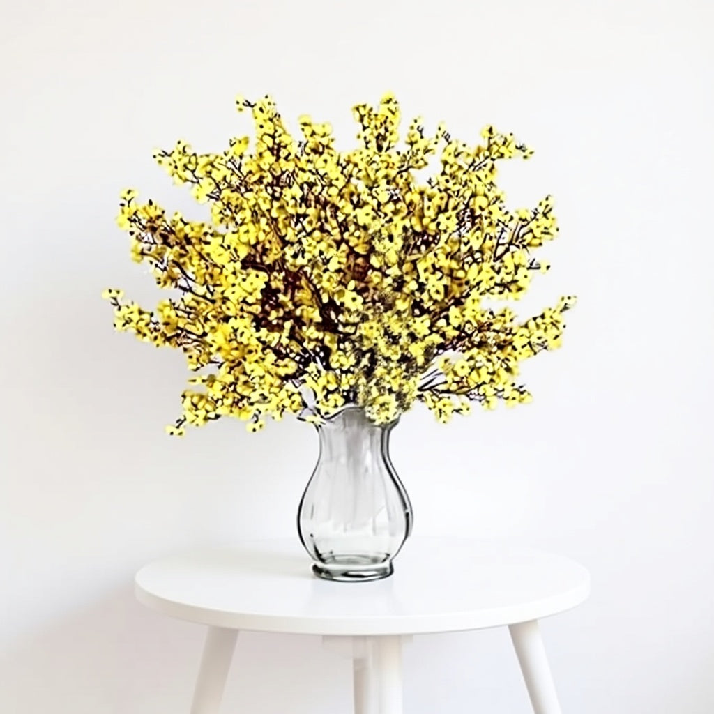 Dekorly Artificial Baby's Breath Gypsophila Flower Bunch for Home Decoration | Flowers for Vases| Decoration Items for Living Room|Home Decor|Diwali Decor|Chritmas (5 Pcs)