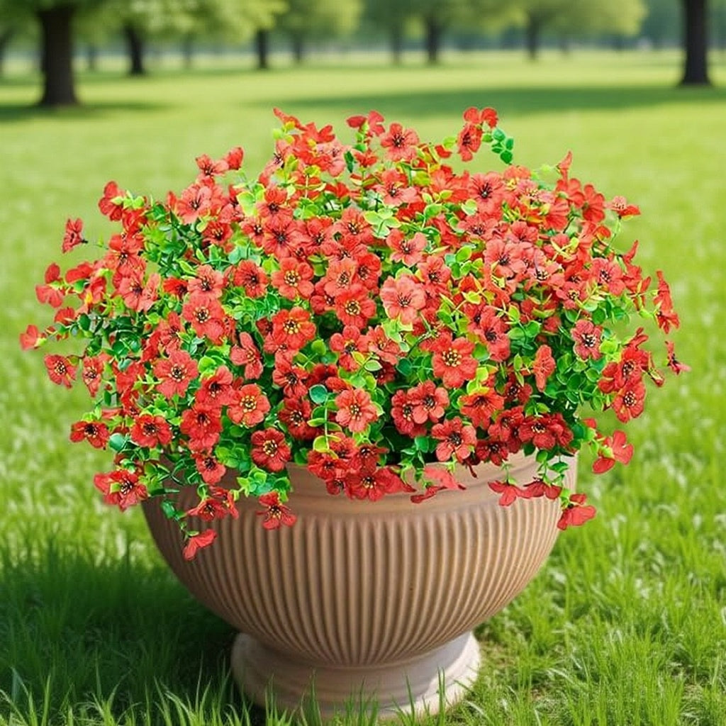 Dekorly Artificial Fake Daisy Flowers Plants for Outdoor Winter Christmas Decoration Faux Silk Daisy Resistant Look Real for Outside Planter Garden Home Office Room Decor |(Pack of 4)