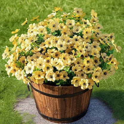 Dekorly Artificial Fake Daisy Flowers Plants for Outdoor Winter Christmas Decoration Faux Silk Daisy Resistant Look Real for Outside Planter Garden Home Office Room Decor |(Pack of 4)