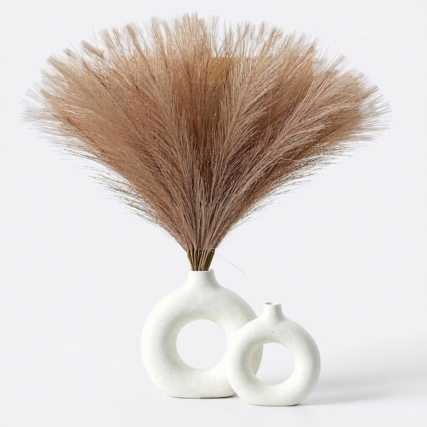 Dekorly 3 Pcs Small Faux Pampas Grass | Fluffy Artificial Flowers for Home Decor, Office, Bedroom, Wedding & Festival Décor | Leaves & Grass Arrangement (41 cm)(Pack of 3)