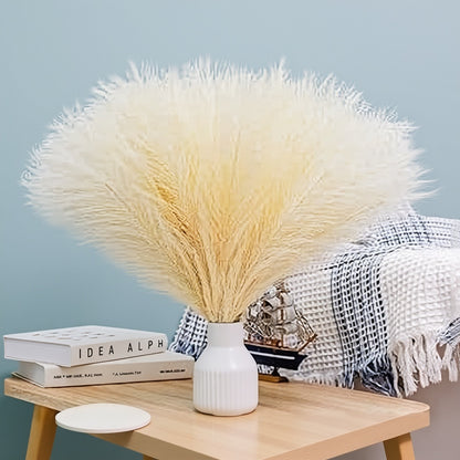 Dekorly 3 Pcs Small Faux Pampas Grass | Fluffy Artificial Flowers for Home Decor, Office, Bedroom, Wedding & Festival Décor | Leaves & Grass Arrangement (41 cm)(Pack of 3)