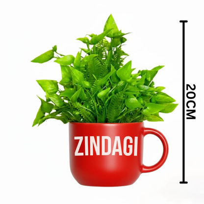 Dekorly Colorful Wall-Mounted Mug Planters with Faux Greenery(20 CM)- Wall Decorative Pots for Vibrant Home & Office Decor| Pack of 3