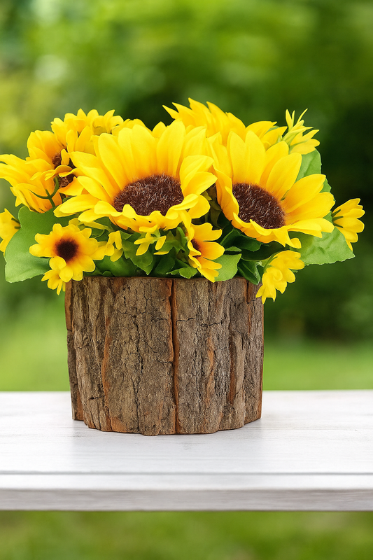 Dekorly Artificial Sunflowers, Fake Flowers/Fake Potted Plants Artificial Plants Indoors in Pots Yellow Decorative Artificial Flowers Indoors for Home Office (Yellow)