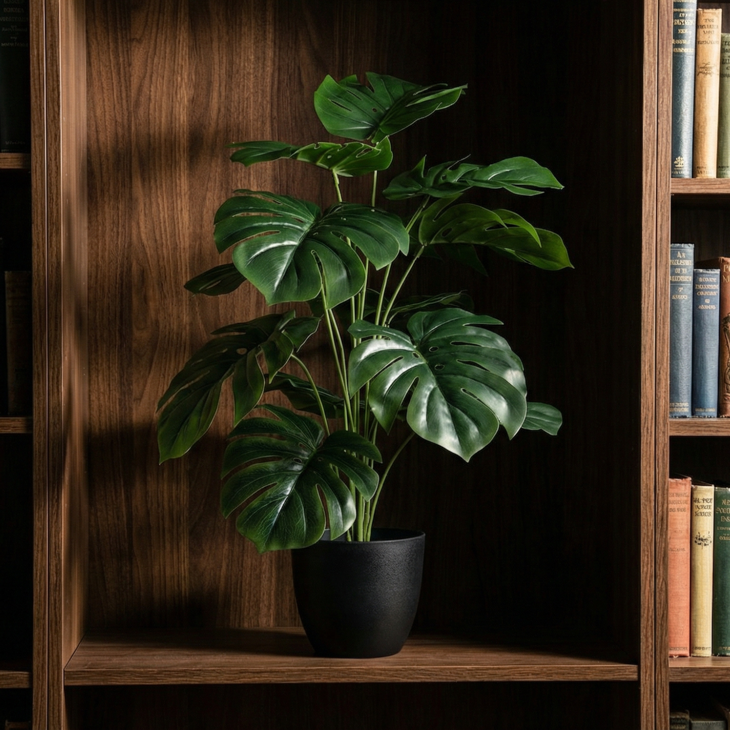 Dekorly Monstera Artificial Plant 26 Inches | 18 Leaves Realistic Faux Indoor Floor Plant with Pot for Home Living Room Office Decor