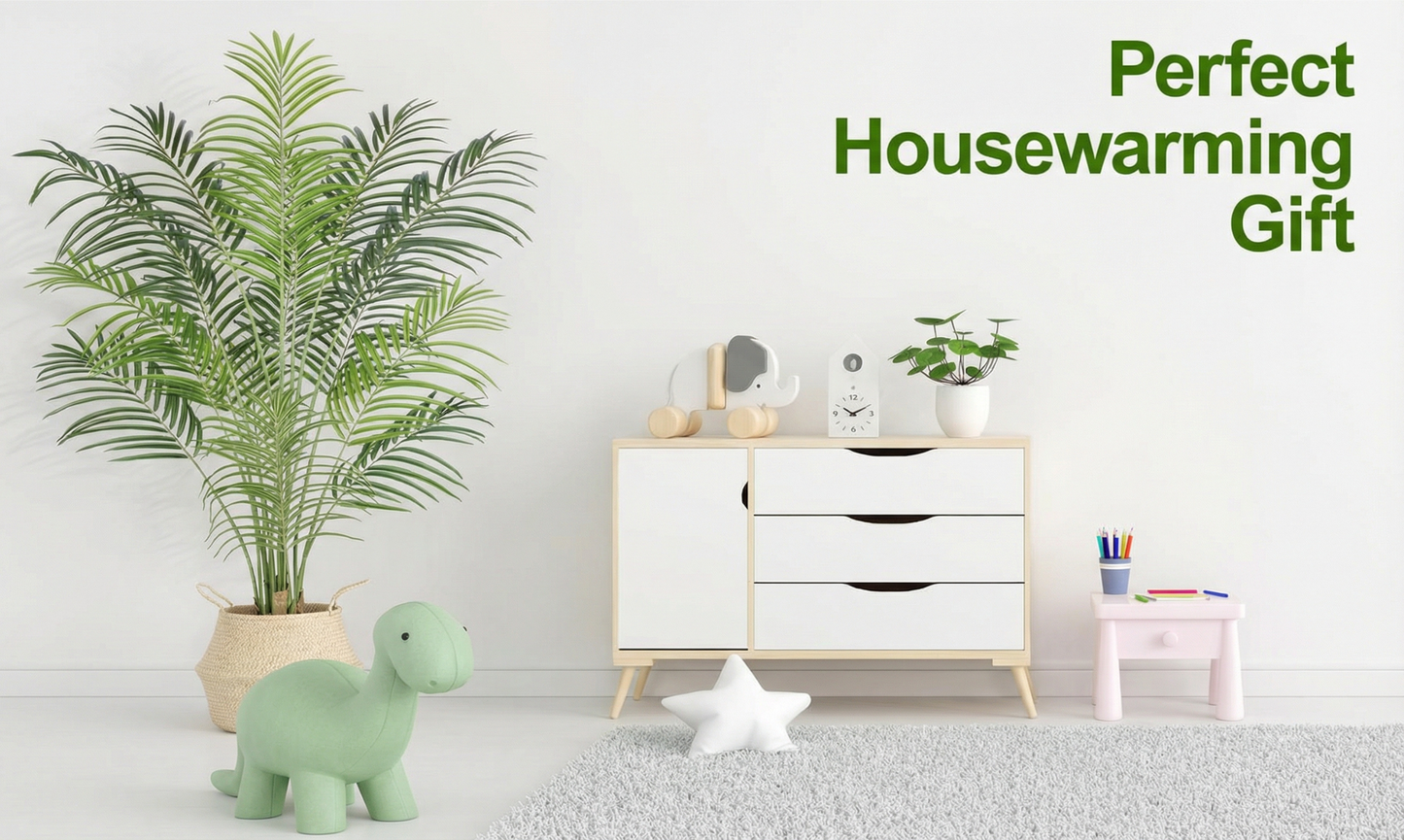 Dekorly Artificial Palm Tree 5.5ft Tall Fake Palm Tree Indoor Decor with 15 Trunks and Real Bark Design Faux Tropical Areca Palm Silk Floor Plant in Pot for Home Office Living Room Bedroom Decor 1pcs