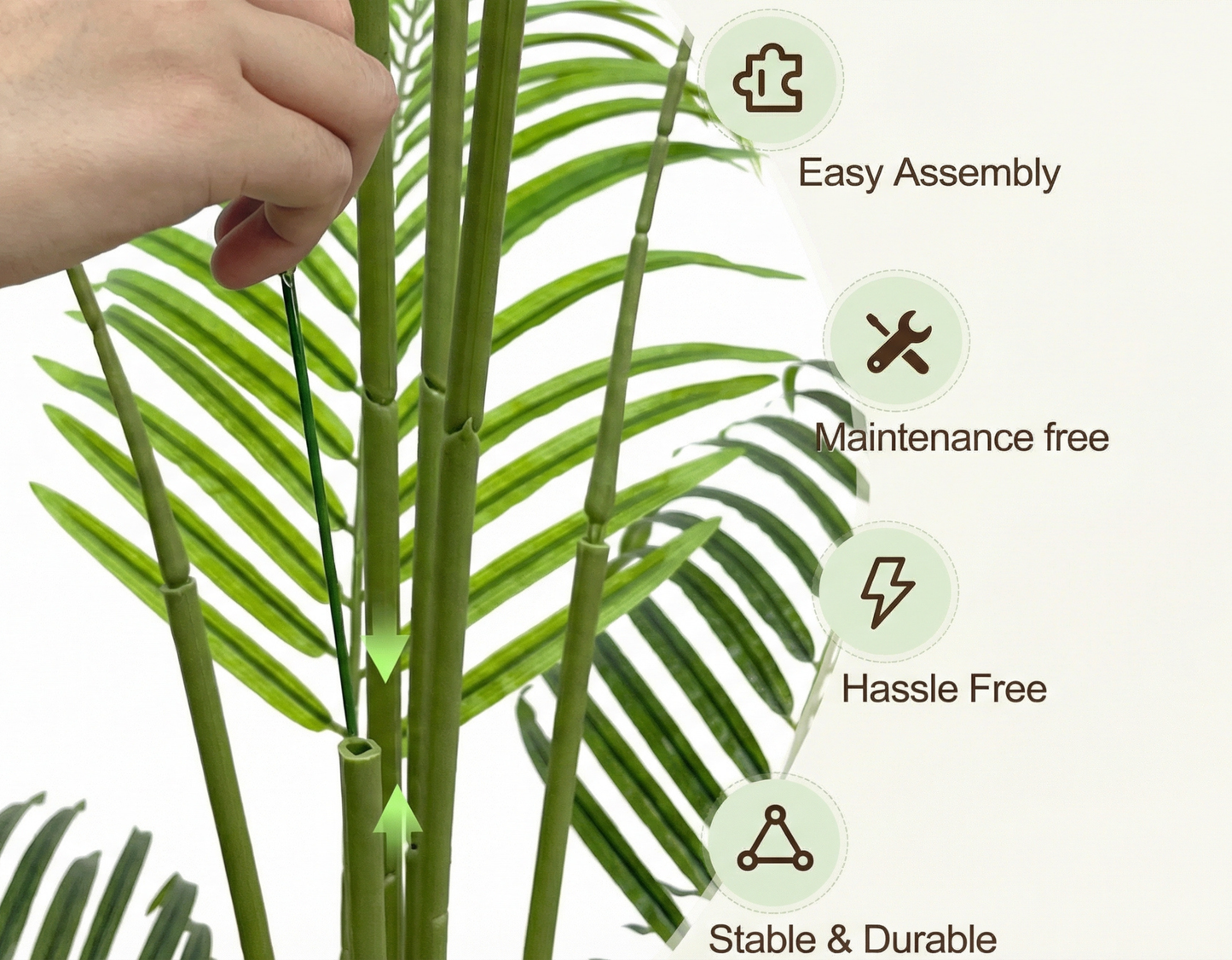 Dekorly Artificial Palm Tree 5.5ft Tall Fake Palm Tree Indoor Decor with 15 Trunks and Real Bark Design Faux Tropical Areca Palm Silk Floor Plant in Pot for Home Office Living Room Bedroom Decor 1pcs